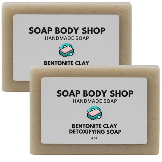 Bentonite Clay Detoxifying Soap, Detoxifying Body Soap,  Soap Bar, Body Soap Bars Moisturizing, Bentonite Clay Powder, Detoxifying Soap, Essential Oil Soap, Goat Milk Soap, 4 Oz. Bar (2 Pack)